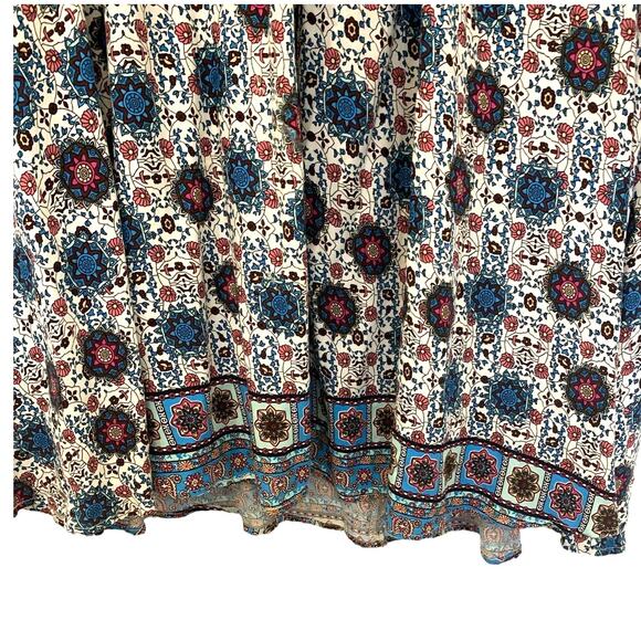 Umgee Boho Dress Large Blue Peasant Loose Bell Sleeve Popover Renaissance Whimsy - Picture 6 of 10